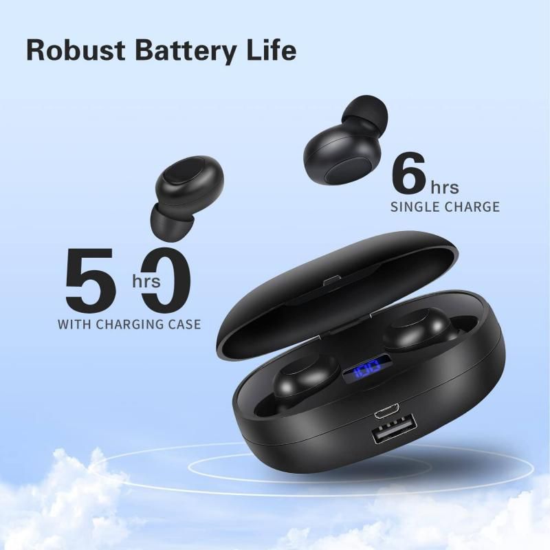 Wireless Earbuds (Advanced Noise Cancellation, 2200mAh Charging Case, Stereo Sound) - Black