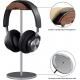 Headphone Stand (Nature Walnut Wood, Aluminium Stand) - Grey