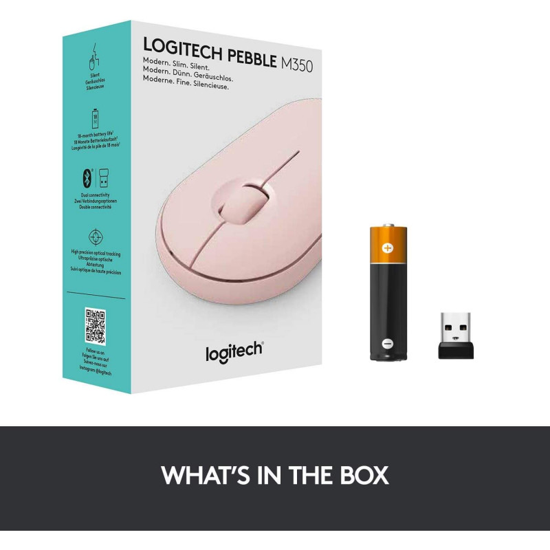 Logitech Pebble Wireless Mouse with Bluetooth - Pink Rose